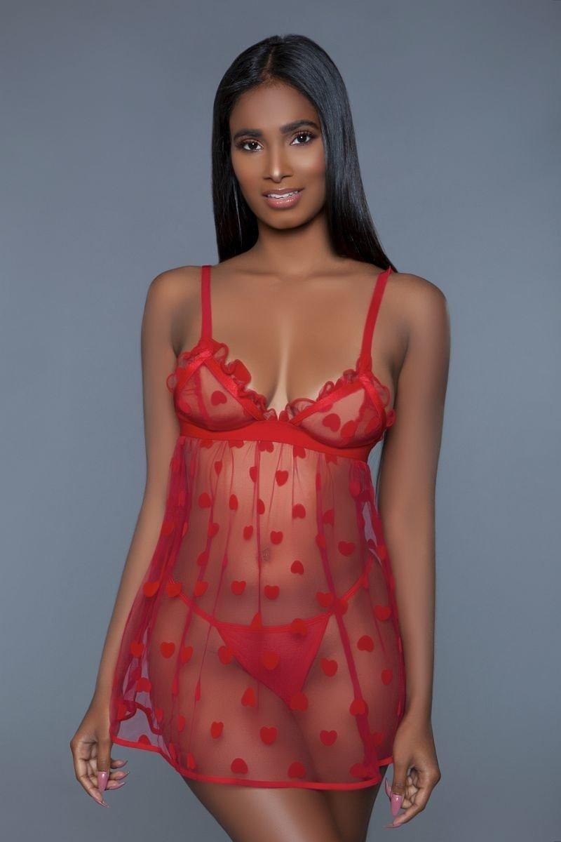 Nuisette 1 Pc en maille fine avec motif de cœur