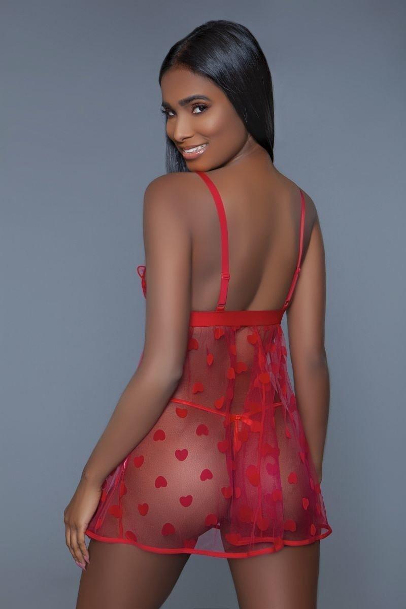 Nuisette 1 Pc en maille fine avec motif de cœur