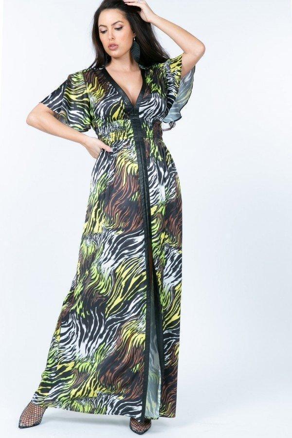 vestido largo con estampado de cebra
