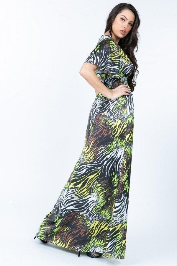 vestido largo con estampado de cebra