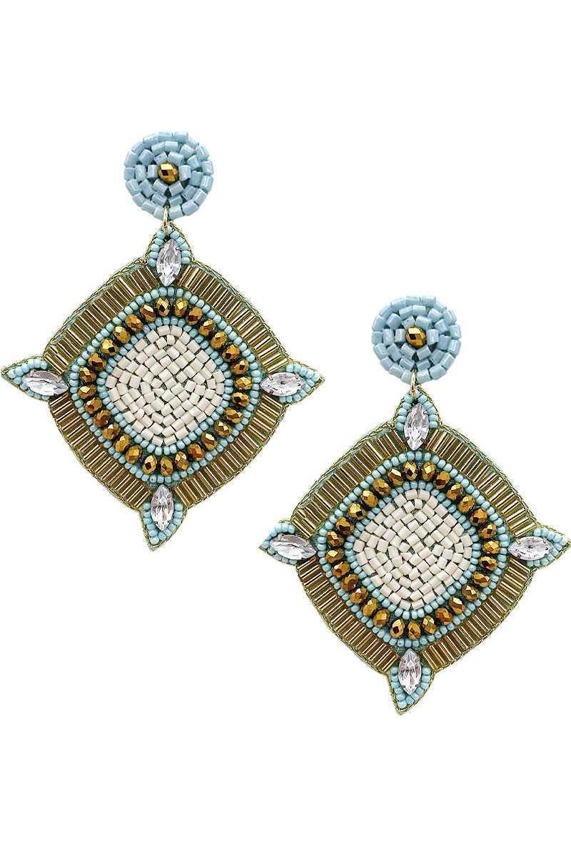 Crystal seed bead dangle earrings