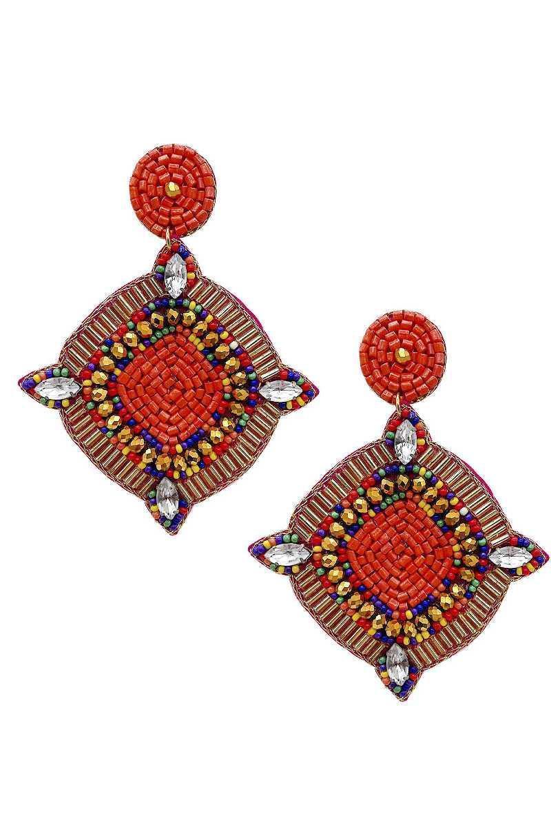 Crystal seed bead dangle earrings