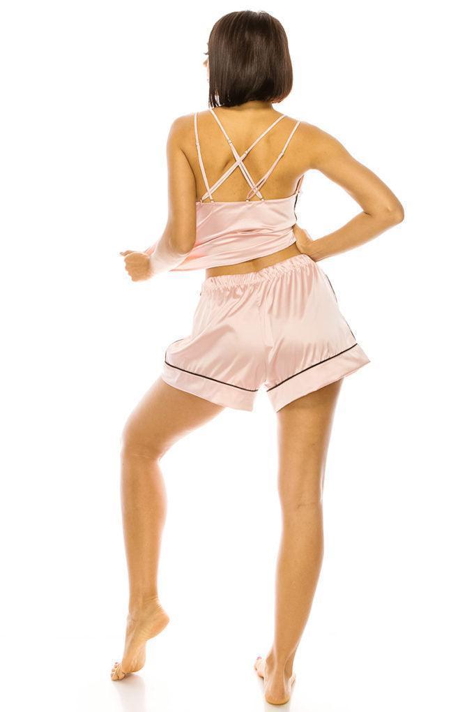 Ensemble de pyjama en satin court