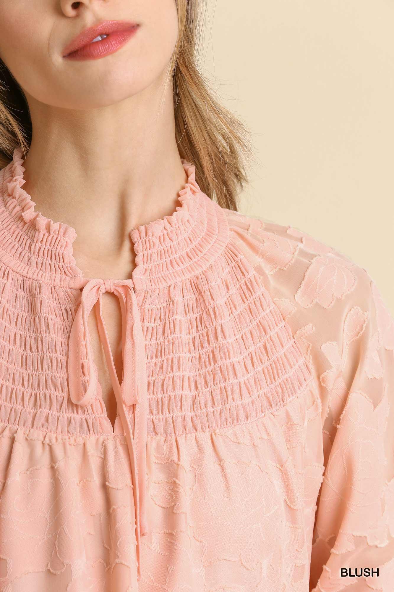 Vestido corto de manga larga raglán de jacquard