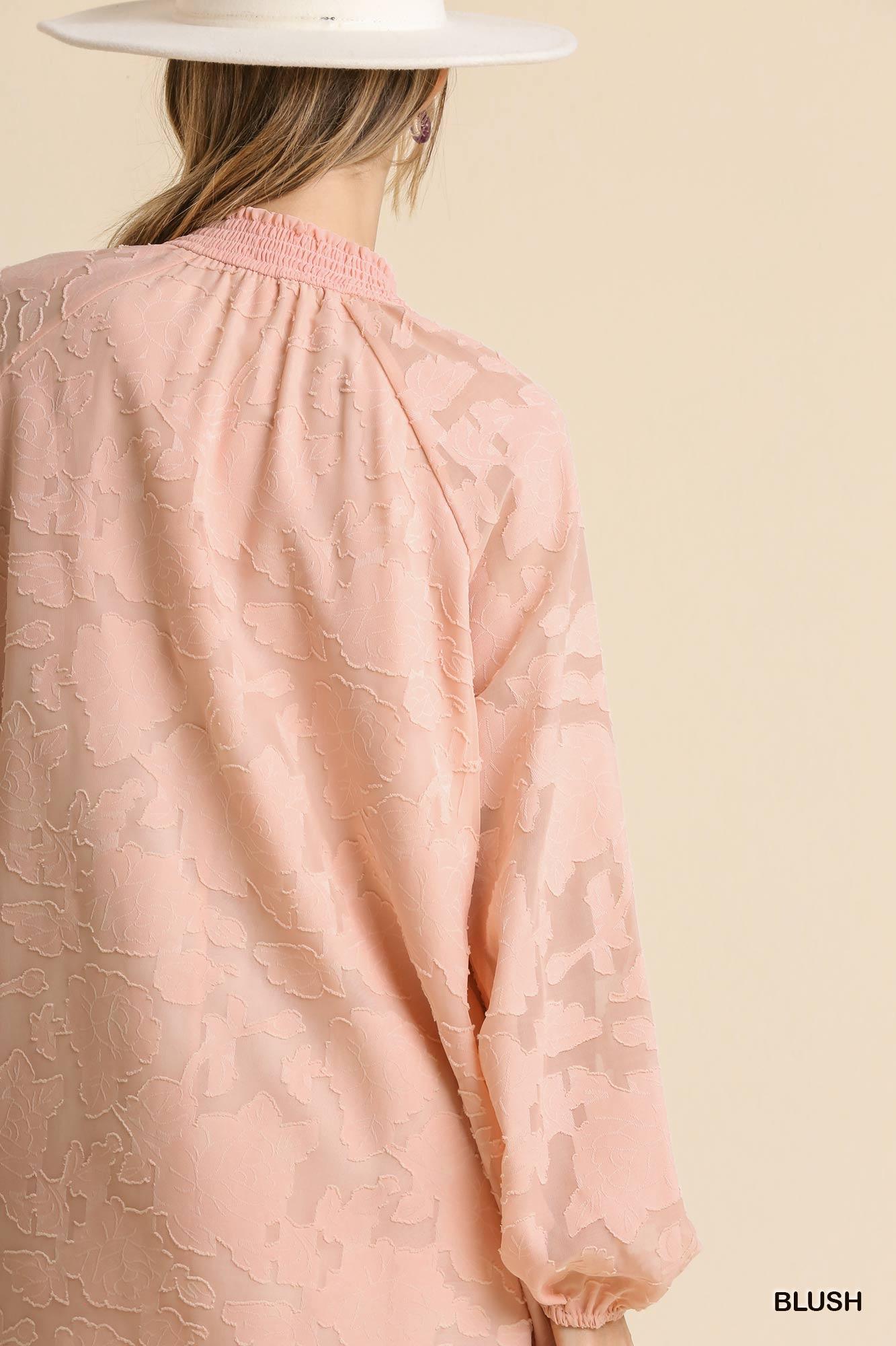 Vestido corto de manga larga raglán de jacquard