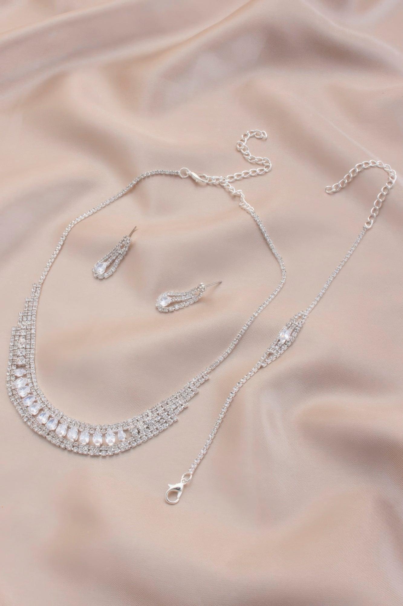 Ensemble de collier de bracelet en strass de mariée