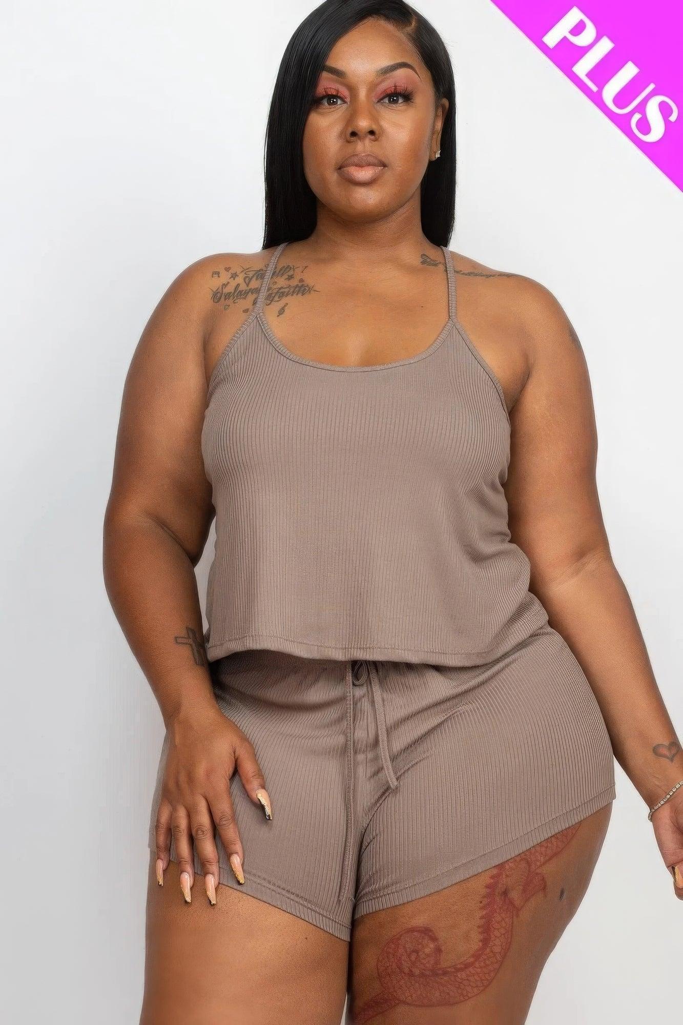 Strappy tank top and shorts set