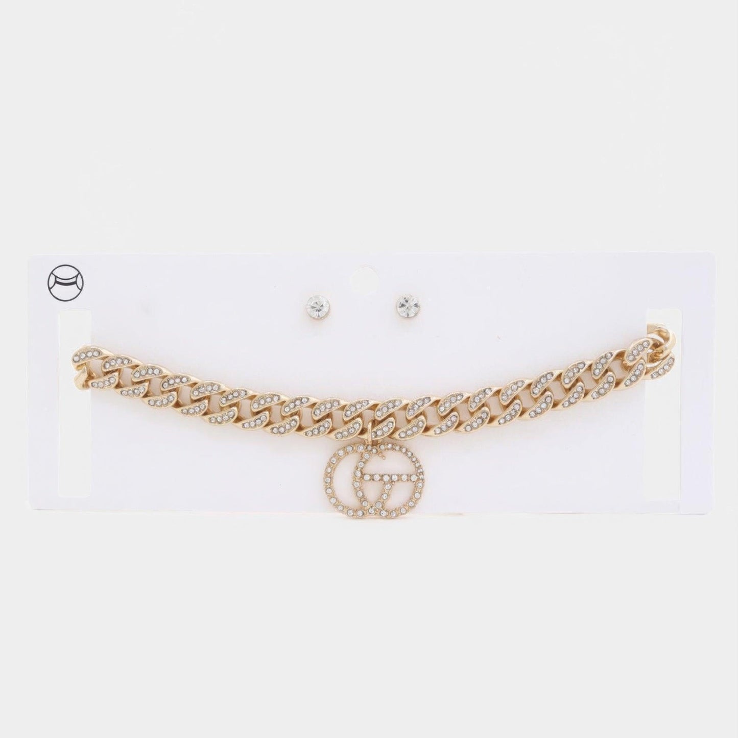 Collier ras du cou à double cercle strass Charm Curb Link