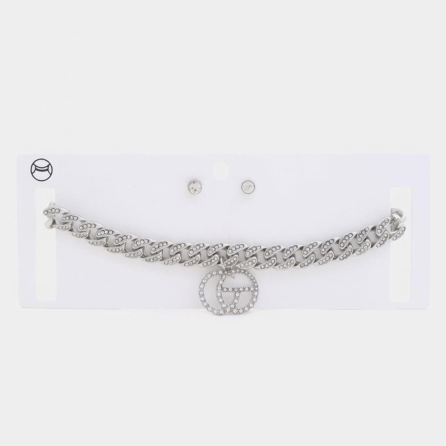 Collier ras du cou à double cercle strass Charm Curb Link