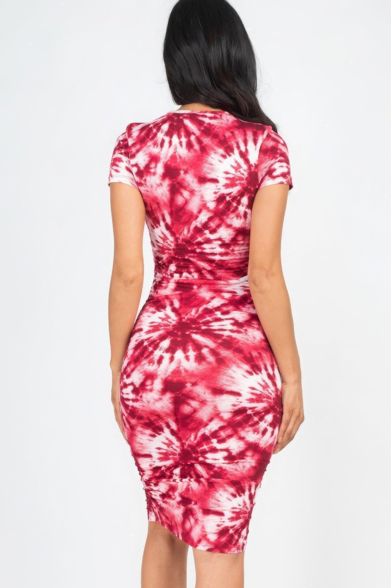 Robe courte moulante imprimée Tie-Dye