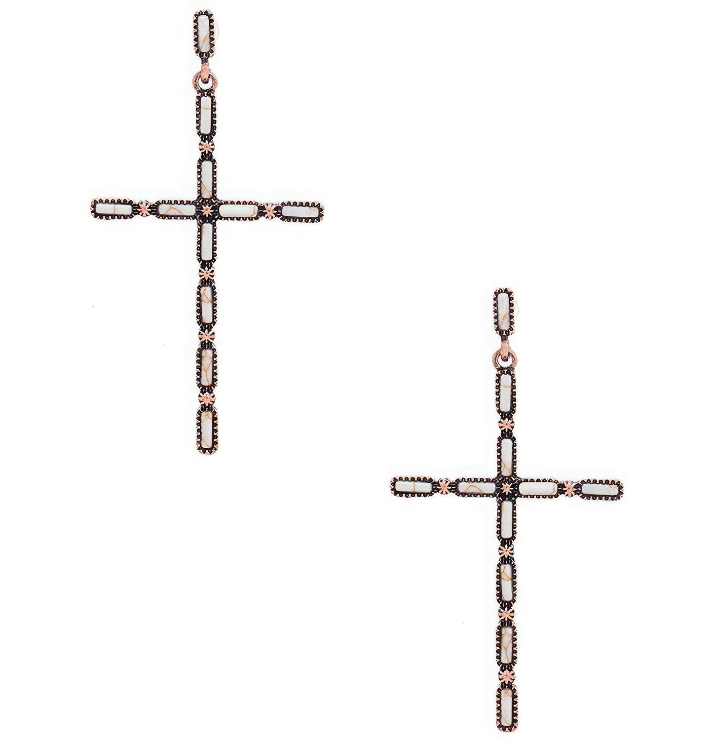 Boucles d'oreilles en métal croisé à motif de pierre multiple