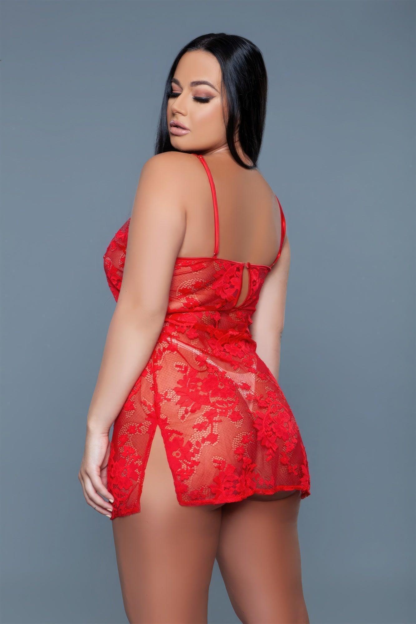 Nuisette 1 Pc courte avec design en dentelle florale