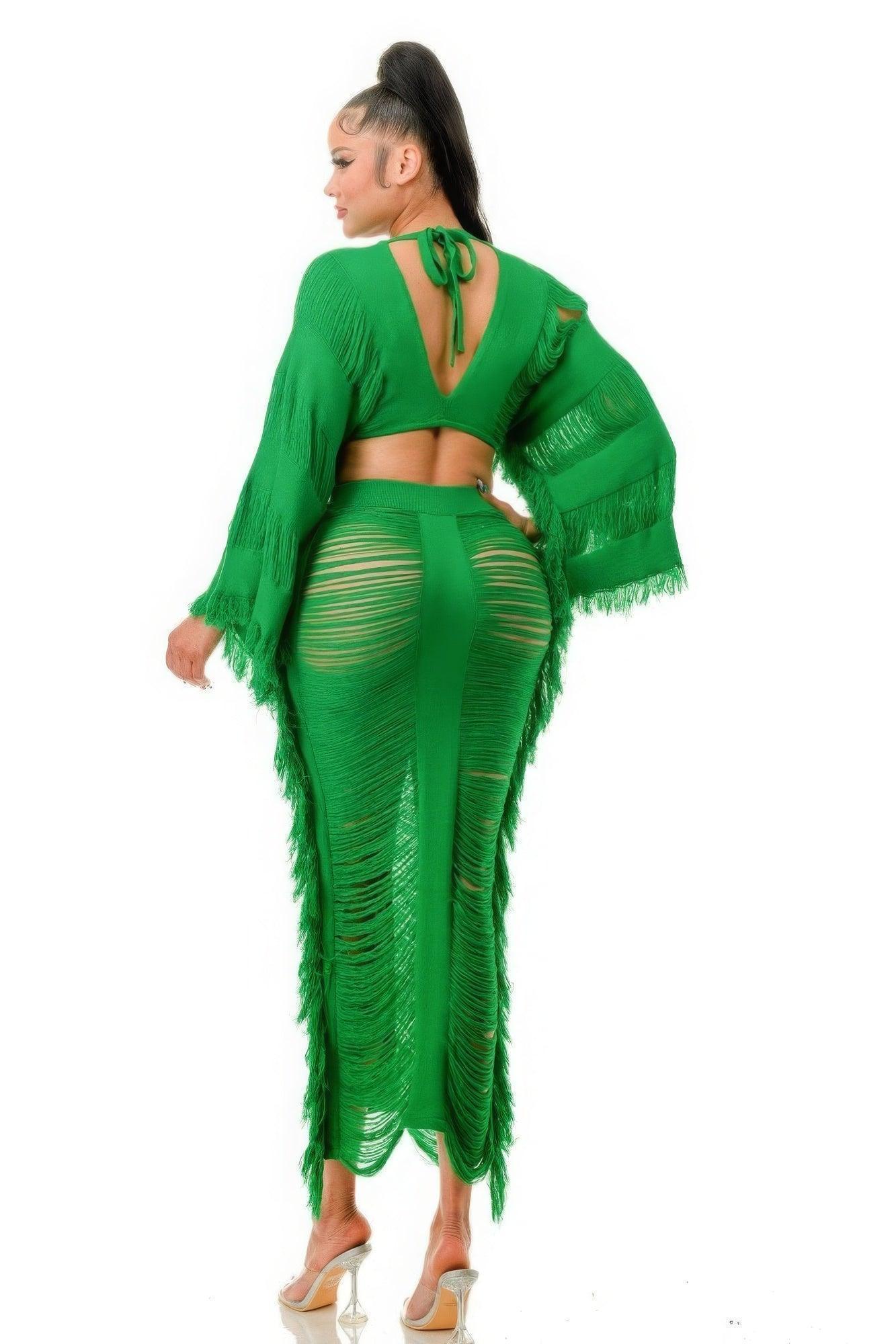 Ensemble haut et jupe longue en détresse