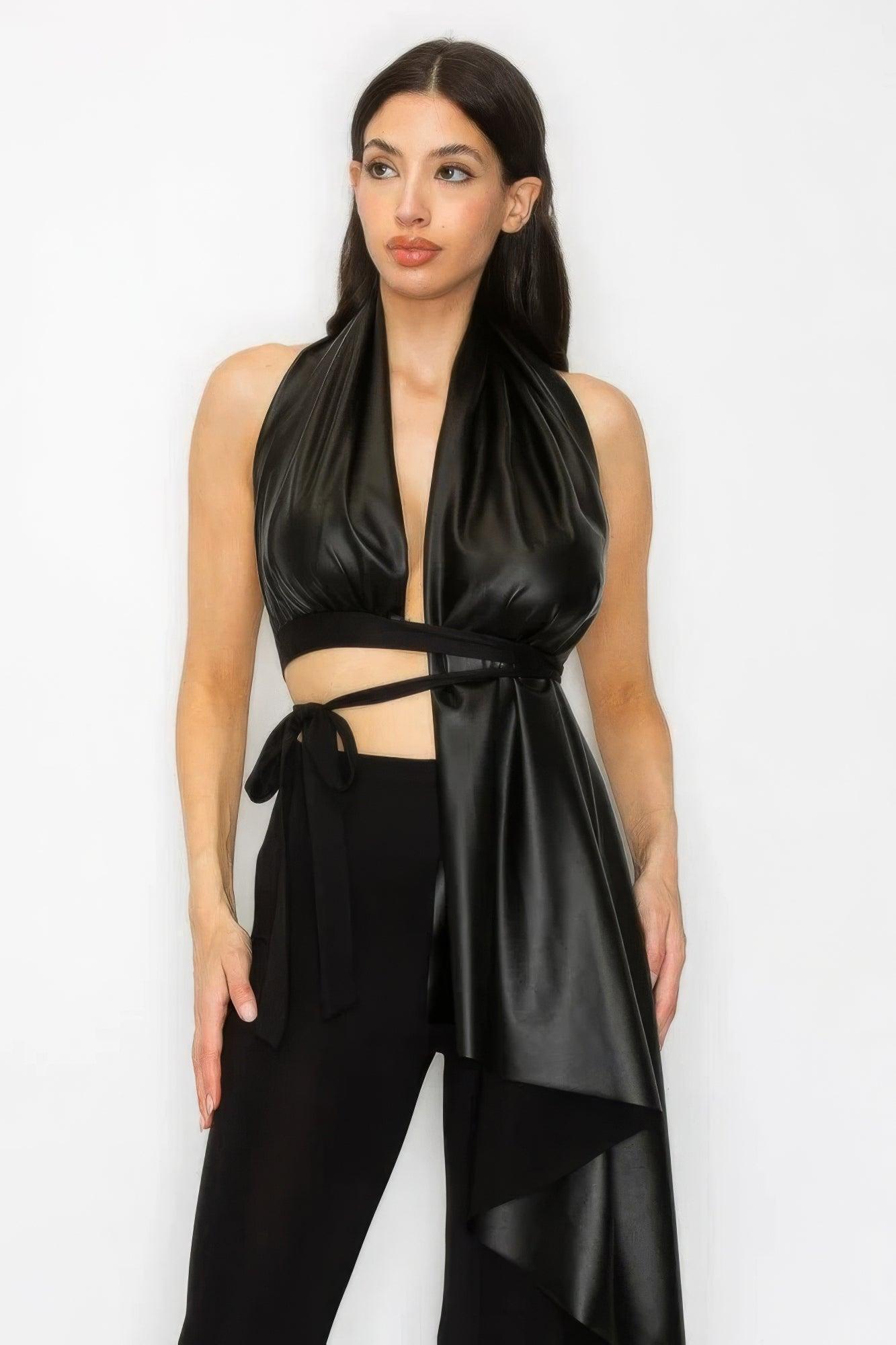 Ensemble de pantalon et haut en similicuir