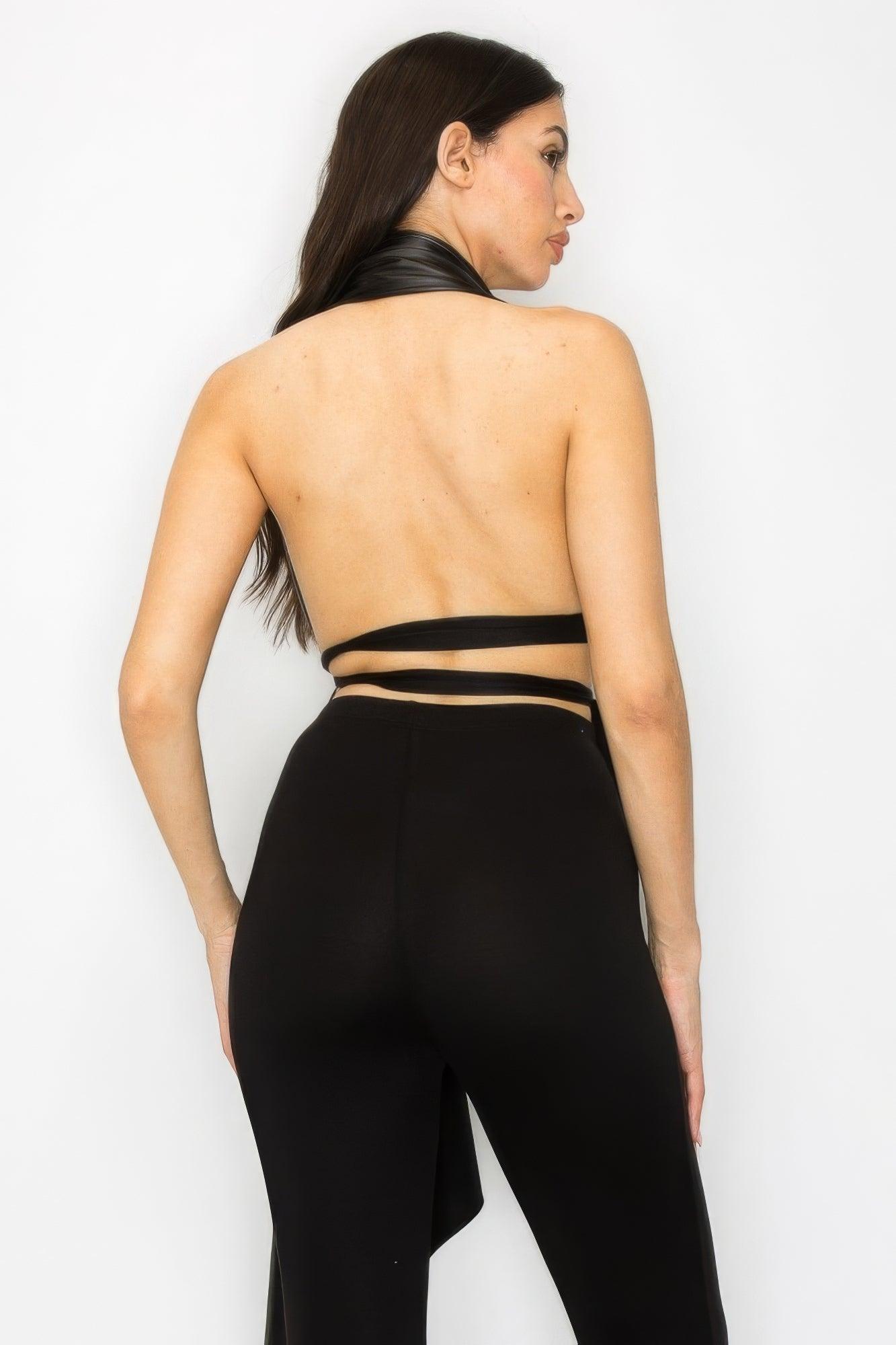 Ensemble de pantalon et haut en similicuir