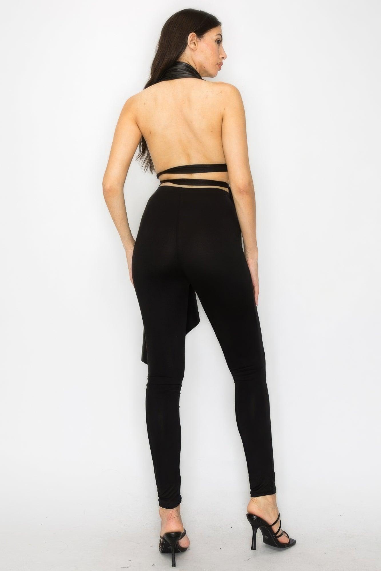 Ensemble de pantalon et haut en similicuir