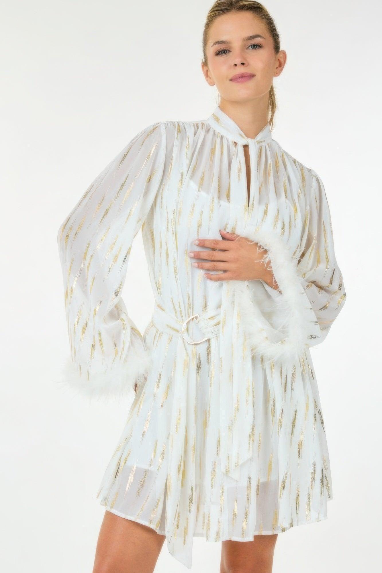 Robe courte à imprimé métallique