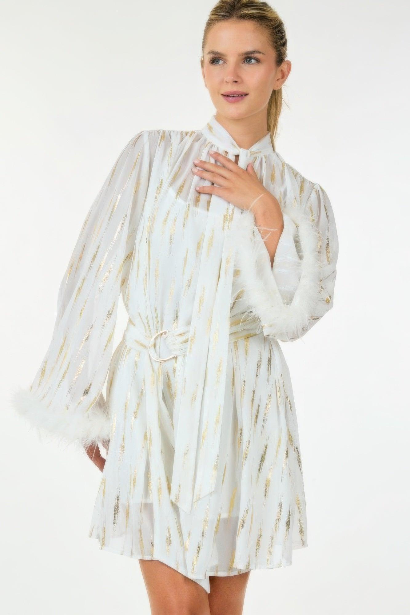 Robe courte à imprimé métallique