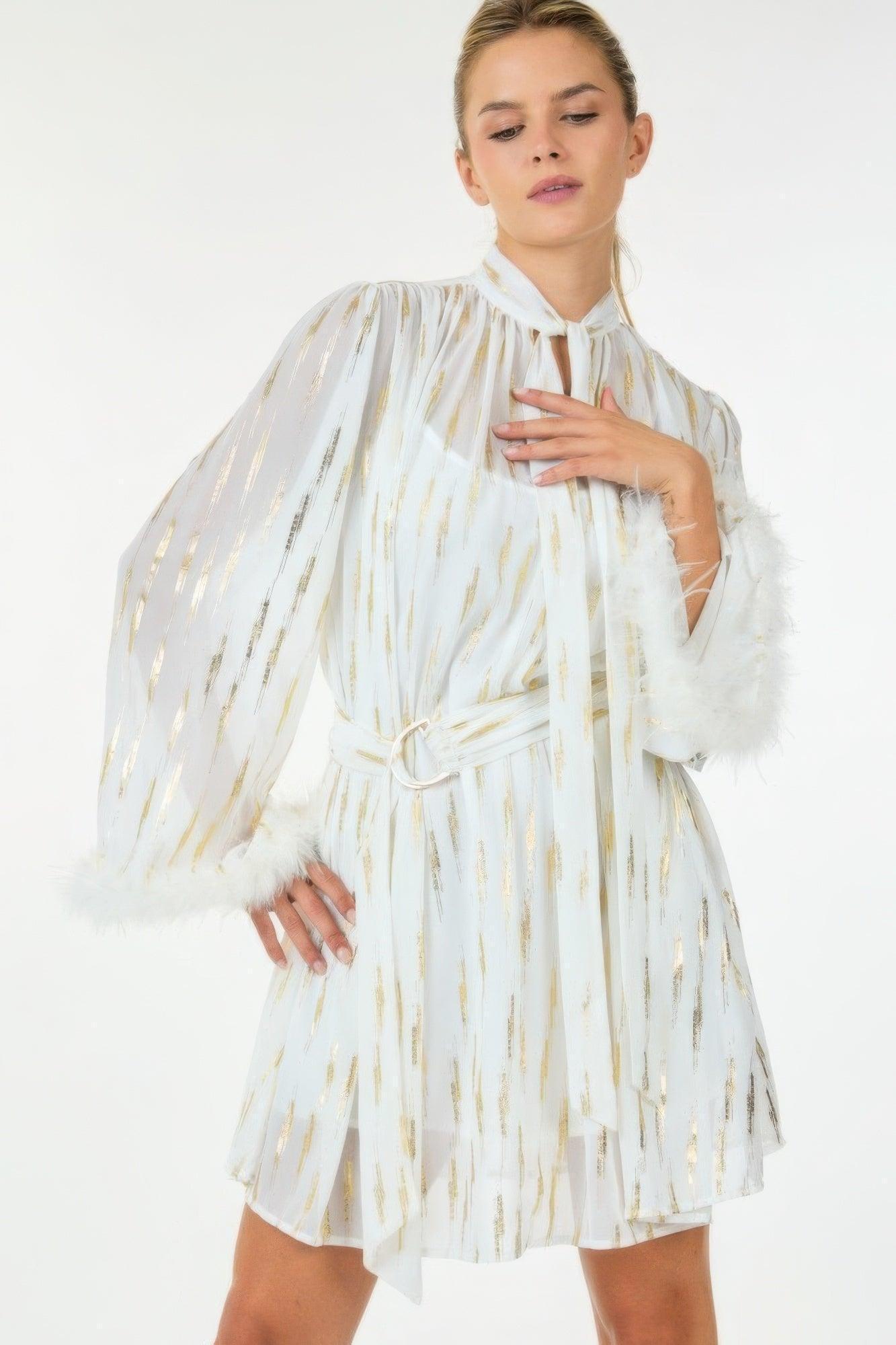 Robe courte à imprimé métallique