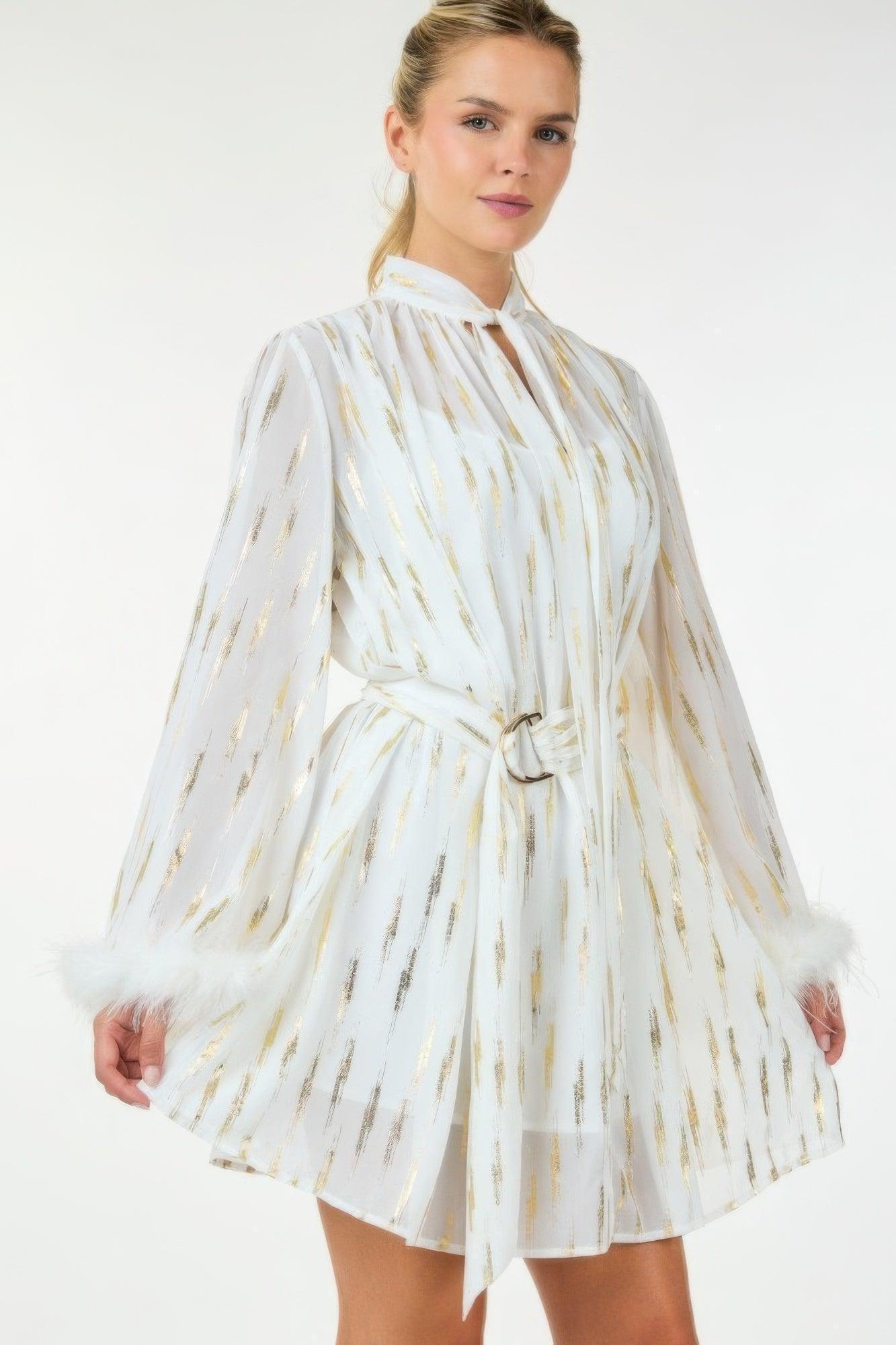 Robe courte à imprimé métallique