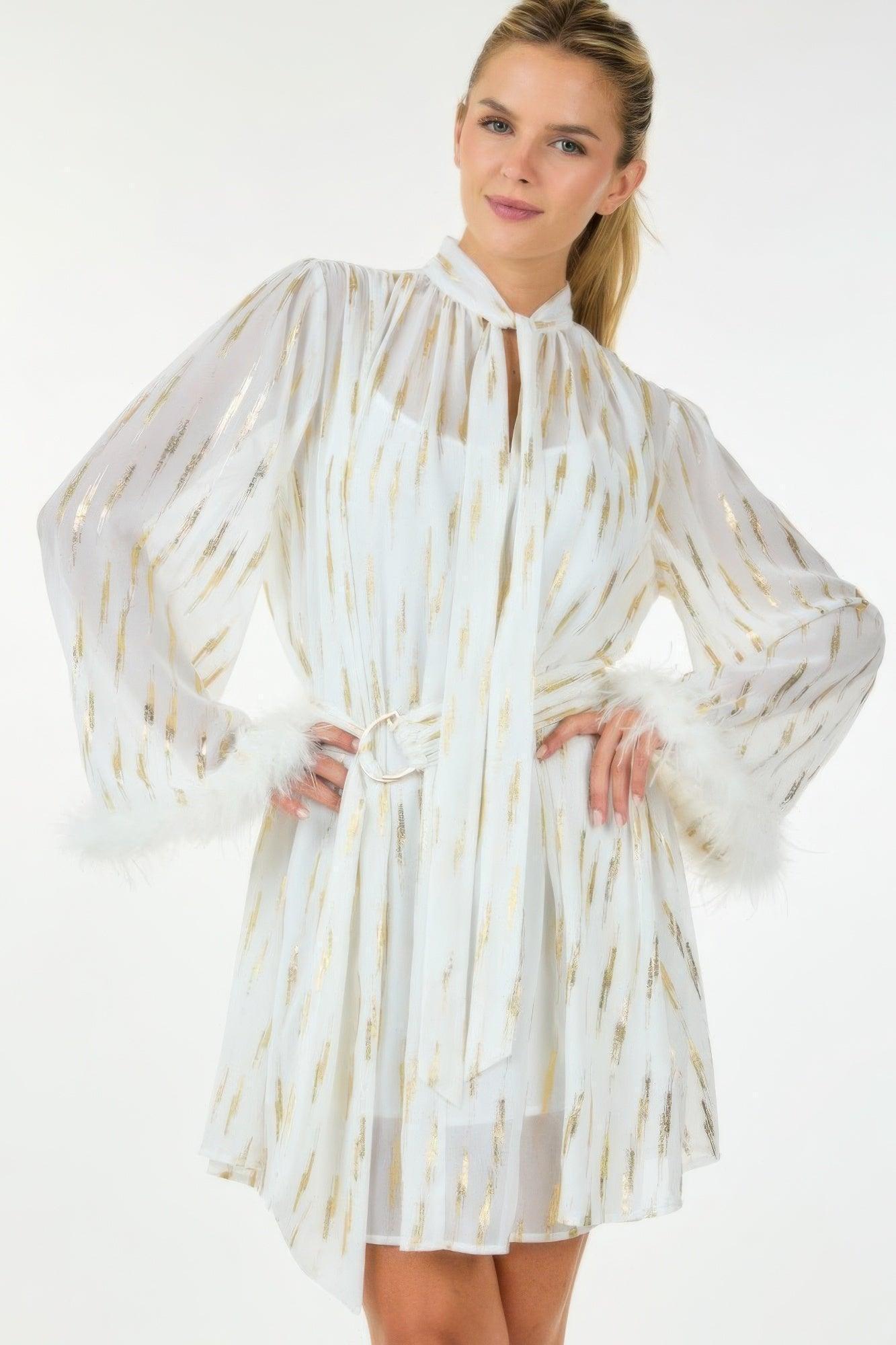Robe courte à imprimé métallique