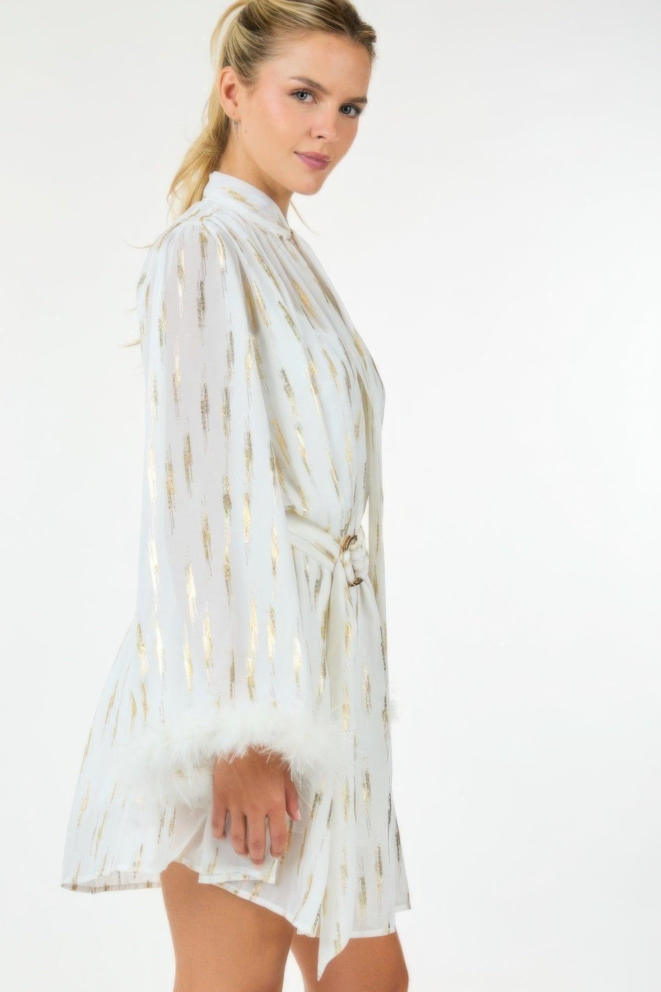 Robe courte à imprimé métallique