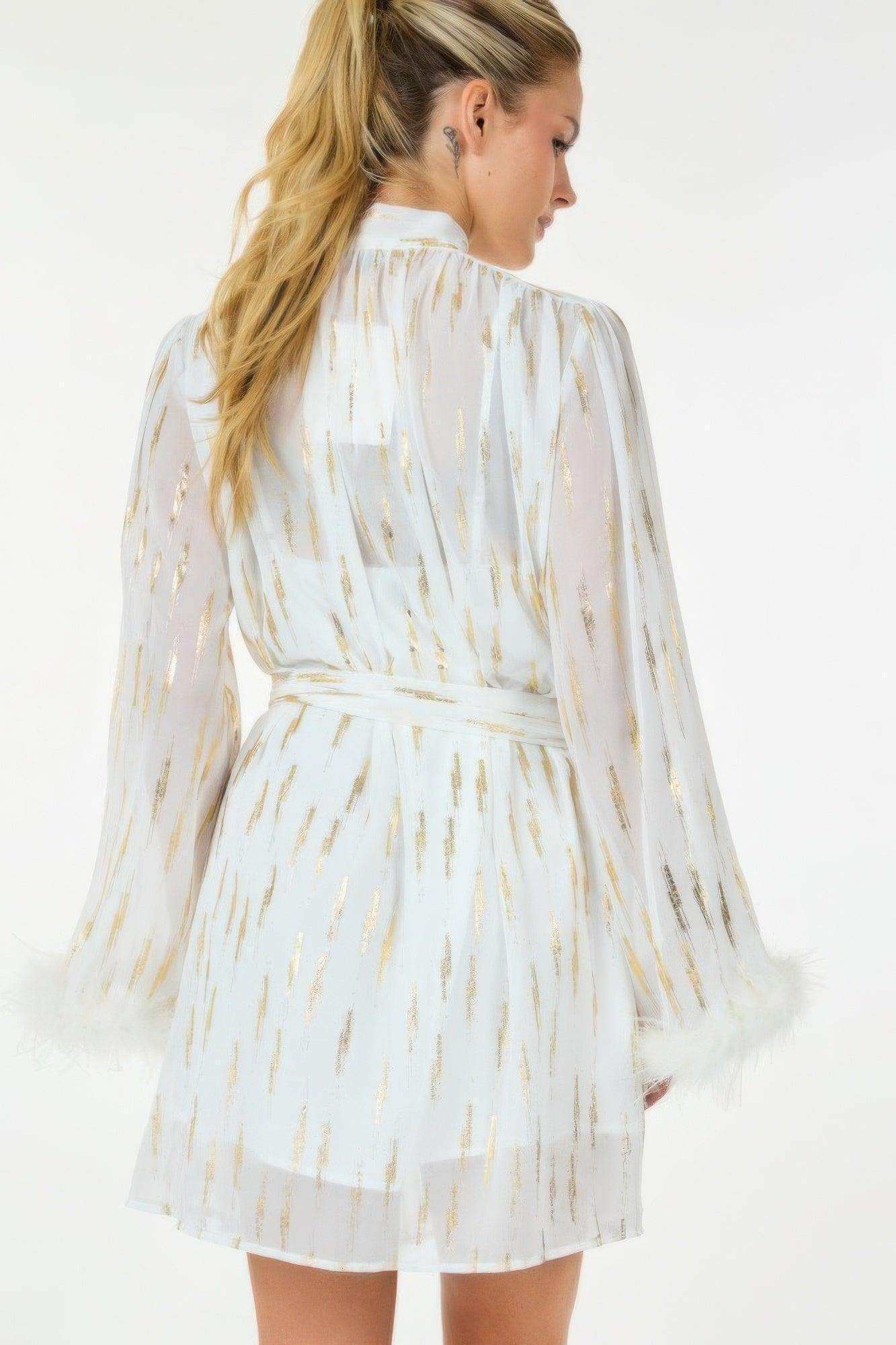 Robe courte à imprimé métallique
