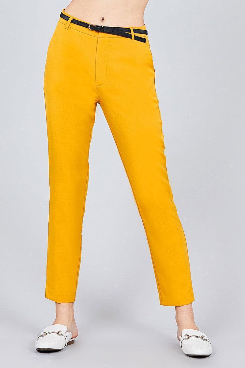 Pantalon slim tissé classique avec ceinture