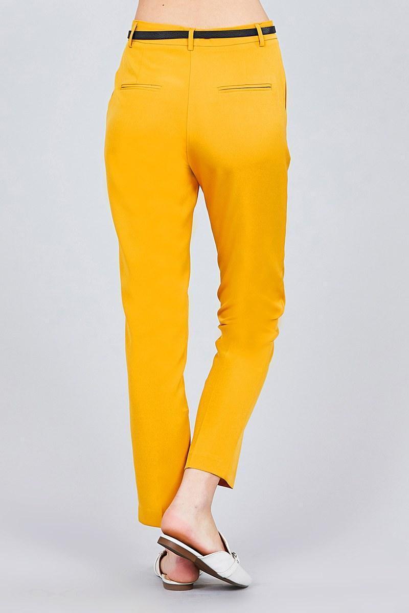 Pantalon slim tissé classique avec ceinture