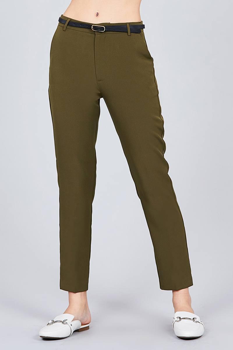 Pantalon slim tissé classique avec ceinture
