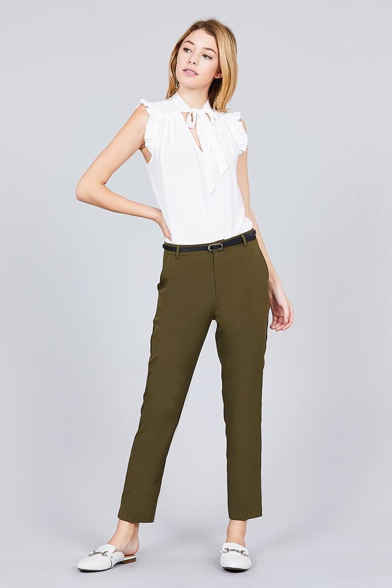 Pantalon slim tissé classique avec ceinture