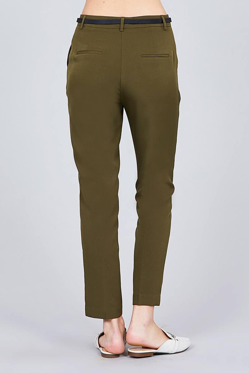 Pantalon slim tissé classique avec ceinture