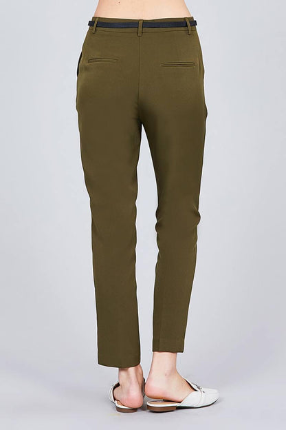 Pantalon slim tissé classique avec ceinture
