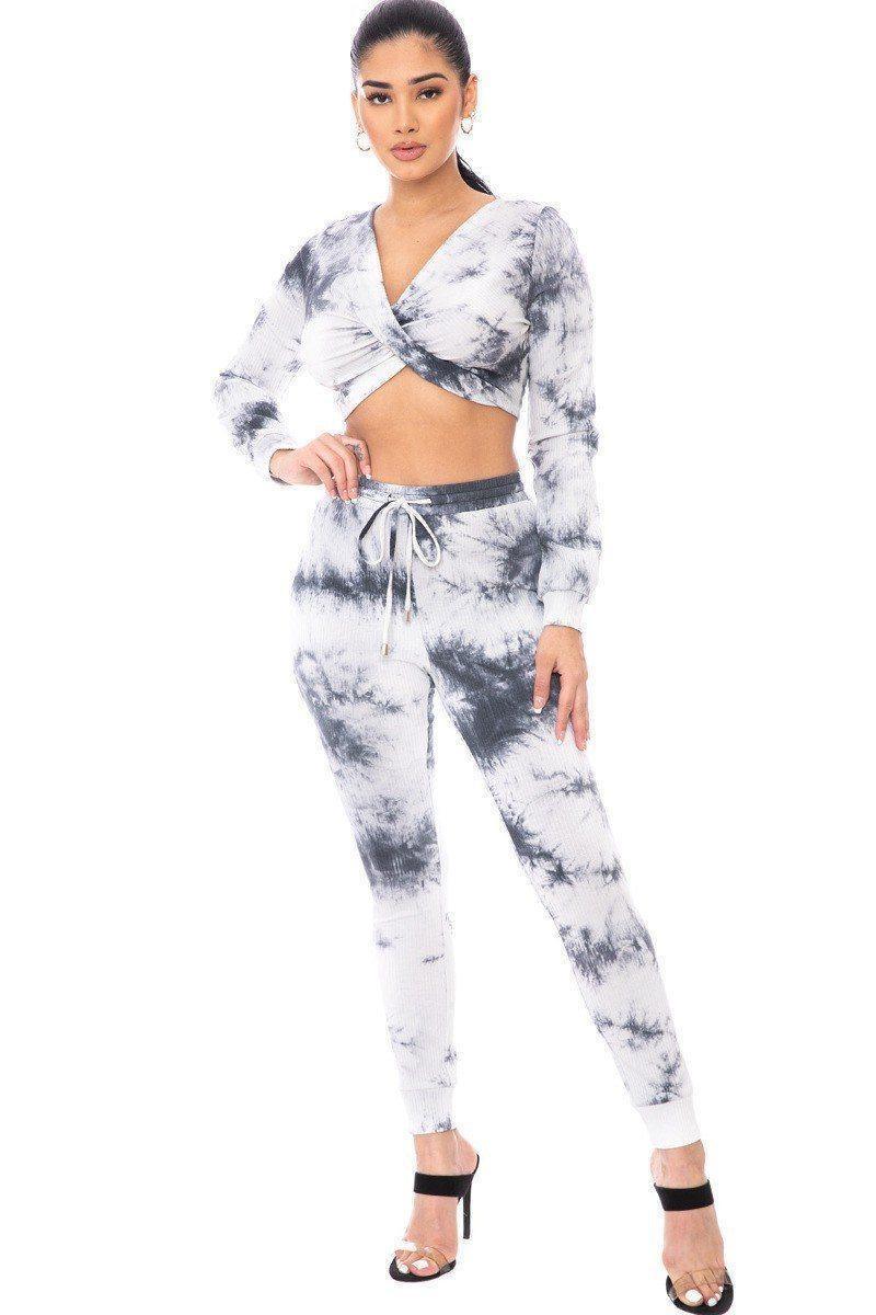 Ensemble de haut manches longues et pantalon Tie Dye