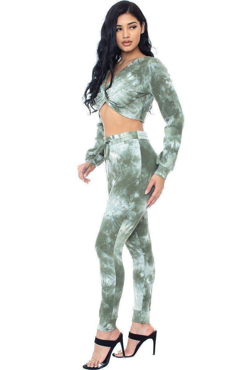 Ensemble de haut manches longues et pantalon Tie Dye