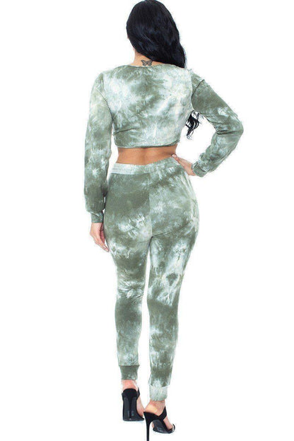 Ensemble de haut manches longues et pantalon Tie Dye