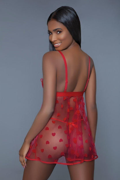 Nuisette 1 Pc en maille fine avec motif de cœur