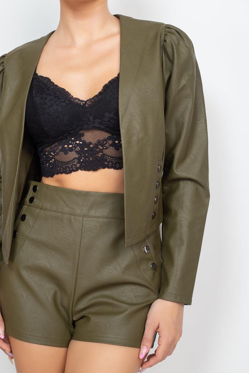 Ensemble tailleur veste et short à boutons latéraux