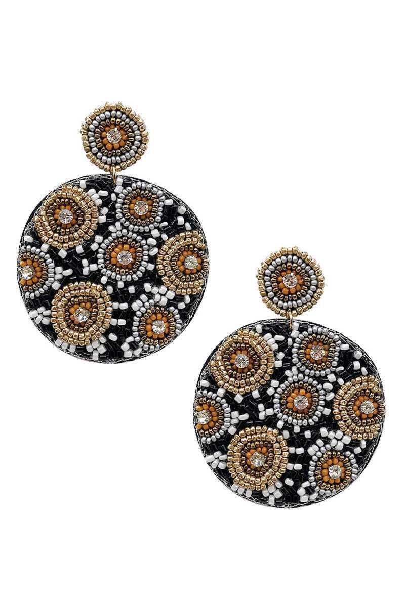 Boucles d'oreilles pendantes rondes en perles de graines