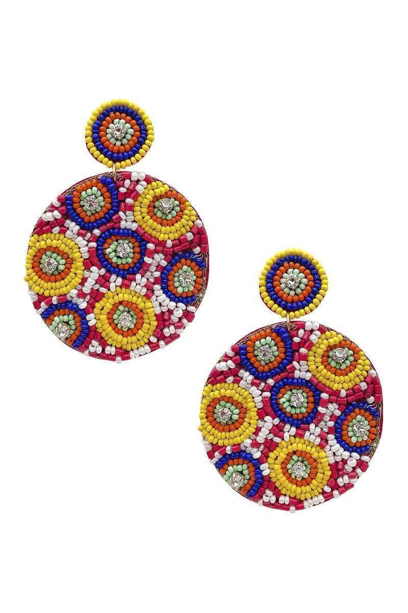 Boucles d'oreilles pendantes rondes en perles de graines