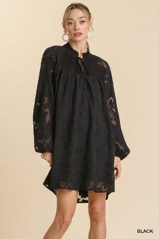 Robe courte à manches longues Jacquard Raglan