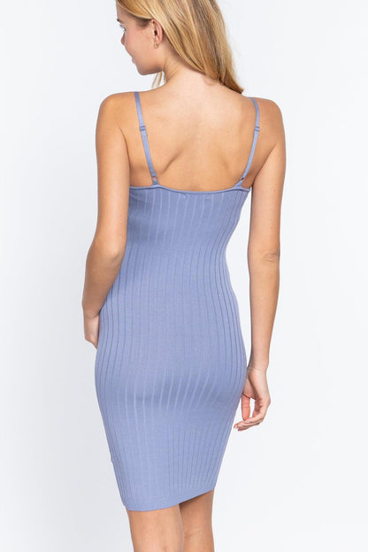 Ribbed crew neck sweater dress