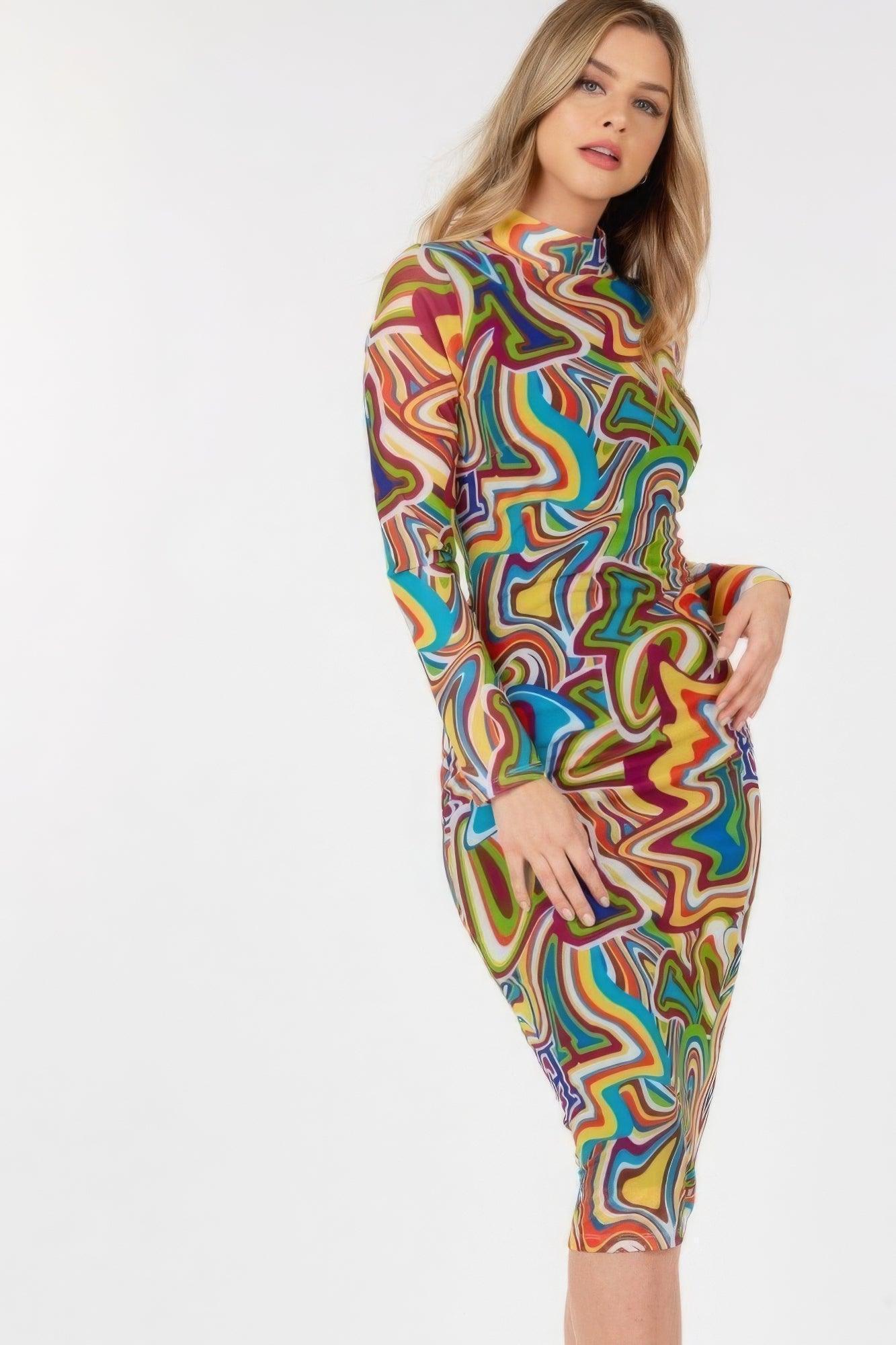 Vestido ajustado midi con estampado de letras