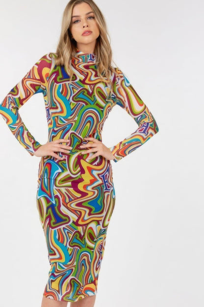 Vestido ajustado midi con estampado de letras