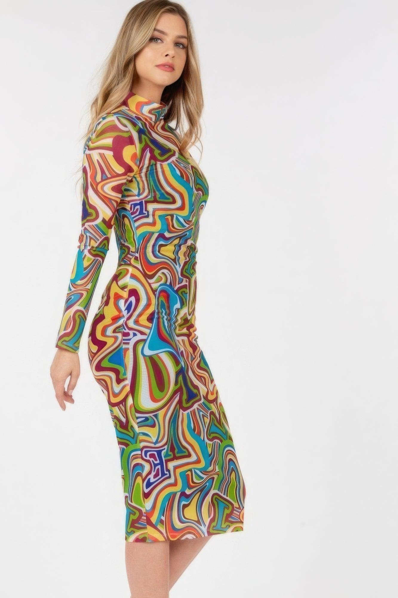 Vestido ajustado midi con estampado de letras