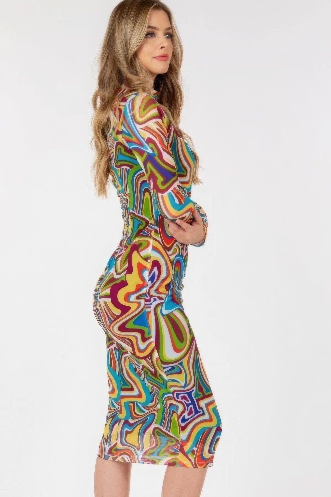 Vestido ajustado midi con estampado de letras