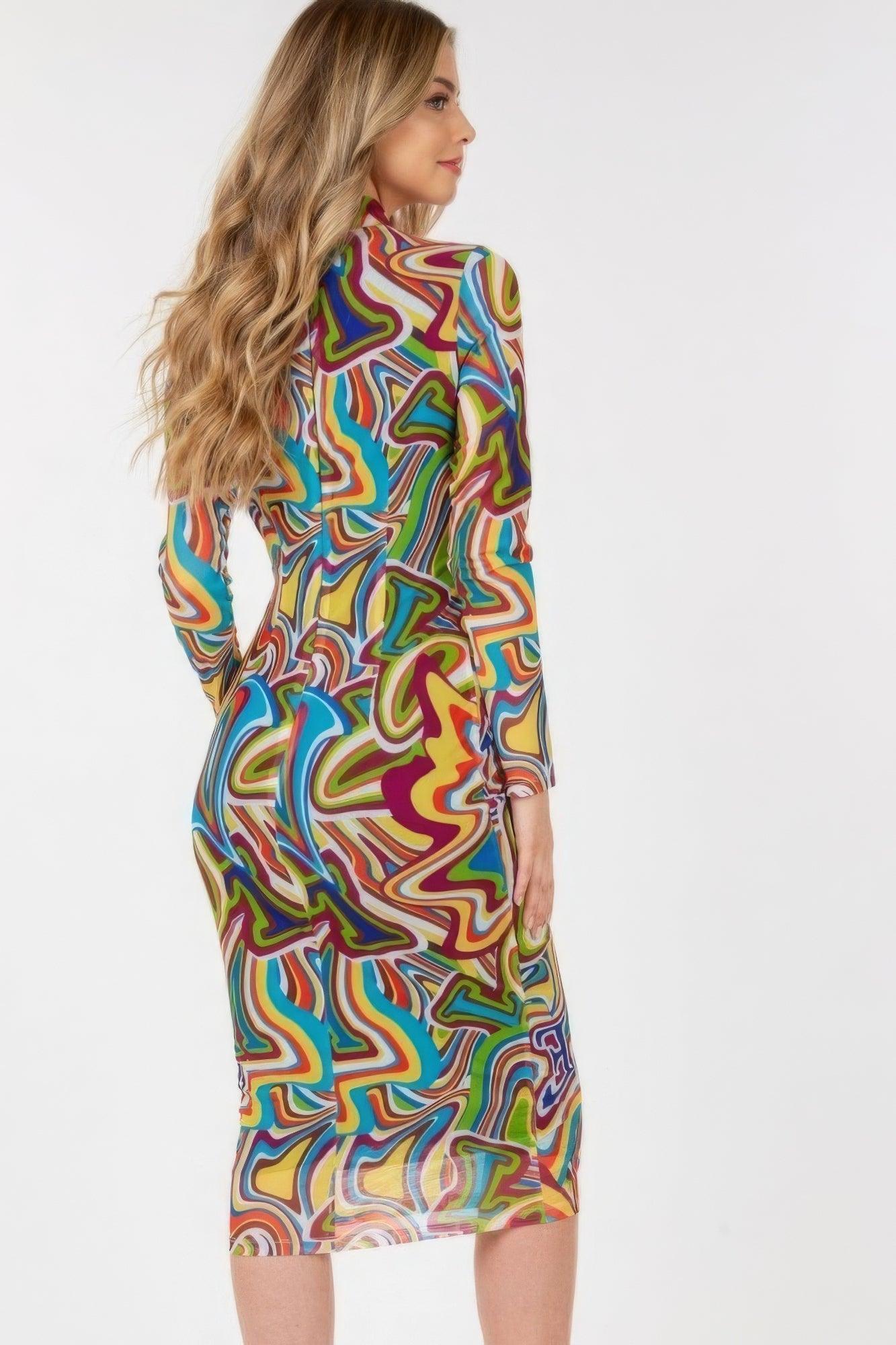 Vestido ajustado midi con estampado de letras