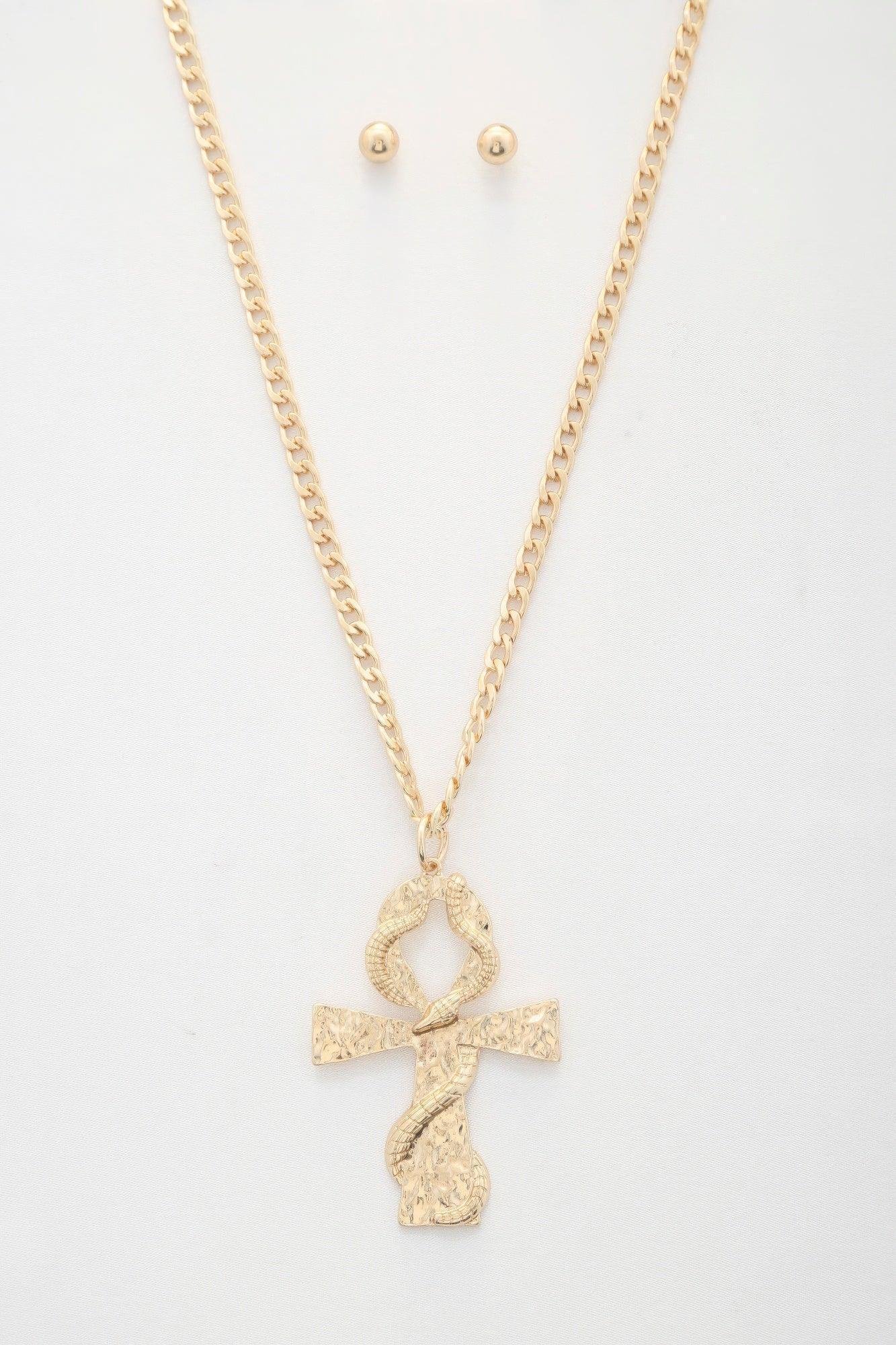 Collier serpent wrap croix pendentif Curb Link
