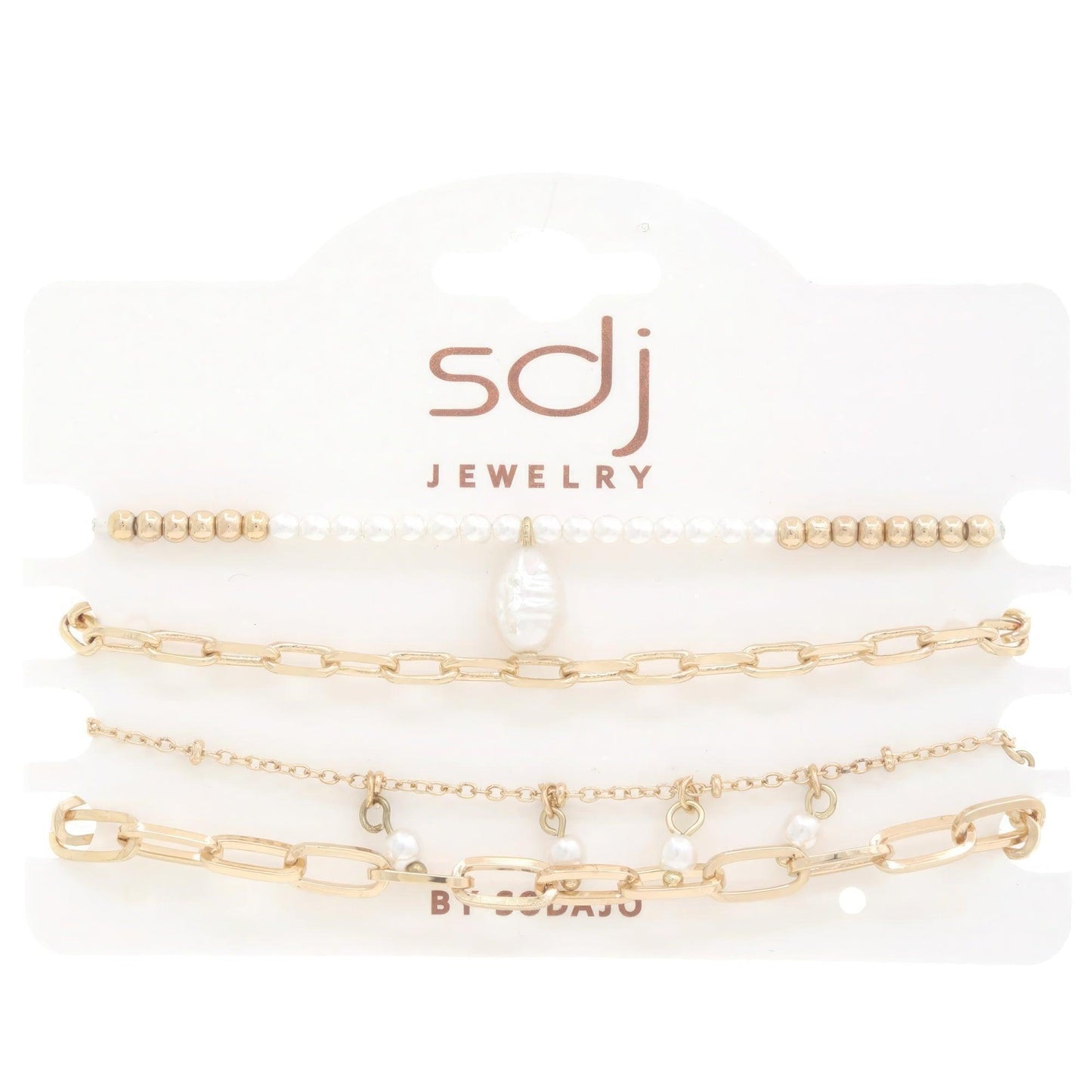 Conjunto de pulsera de eslabones ovalados con cuentas de Sodajo