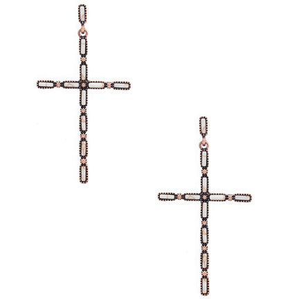 Boucles d'oreilles en métal croisé à motif de pierre multiple
